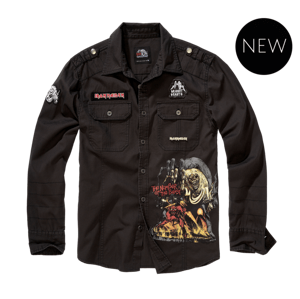Košeľa Brandit Iron Maiden Luis Vintage, čierna